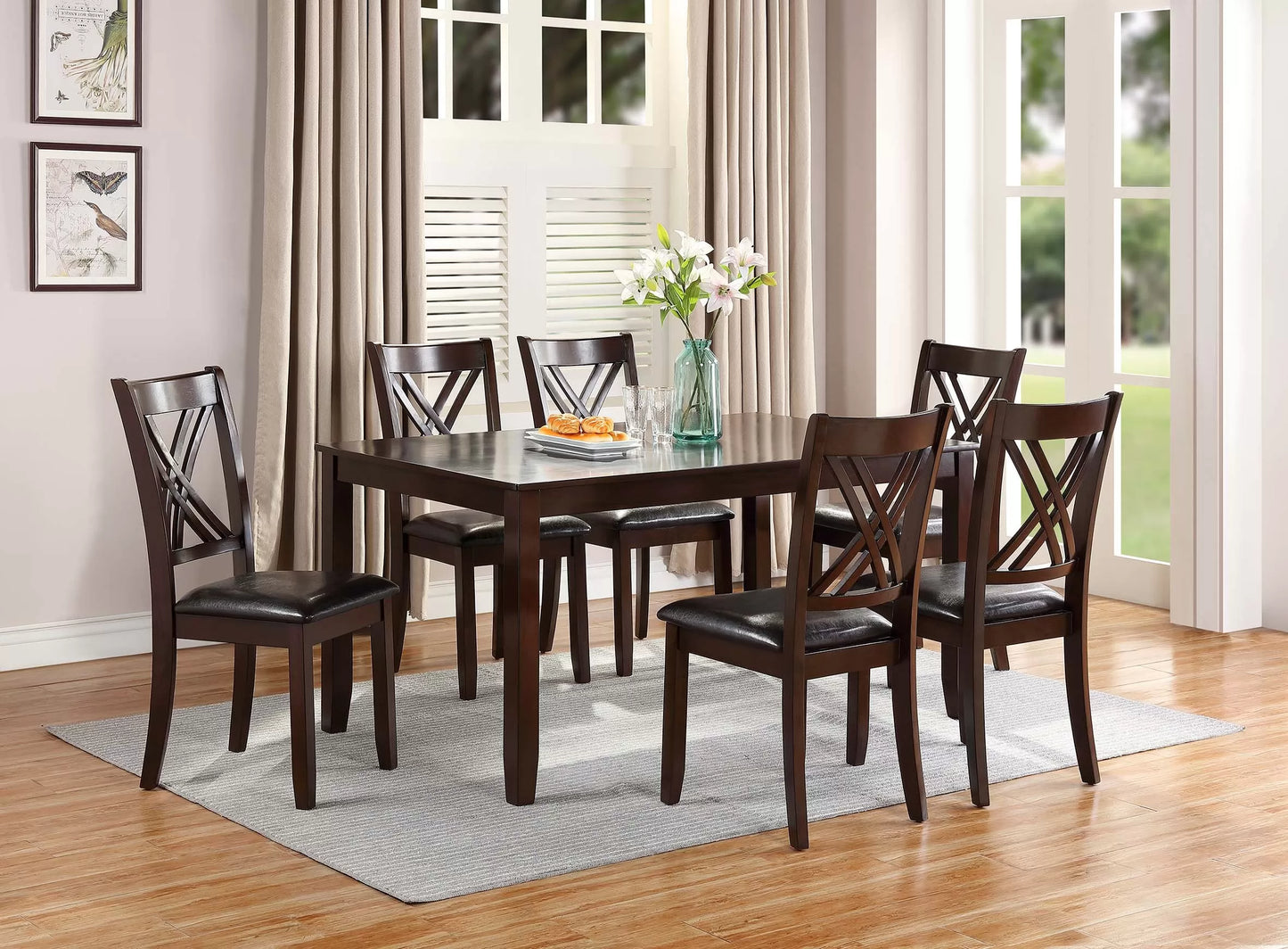 6-Piece Espresso Wood Dining Set