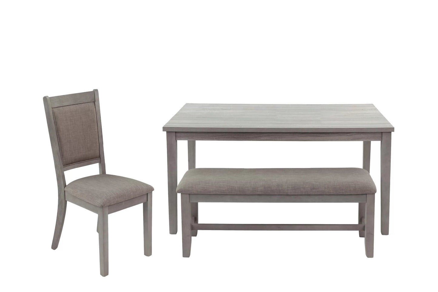 Light Gray 6-Piece Dining Set With Bench
