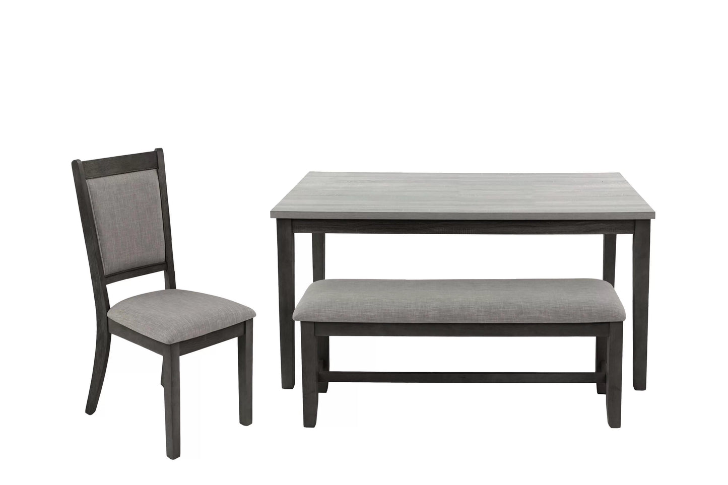 Black & Gray 6-Piece Dining Set With Bench