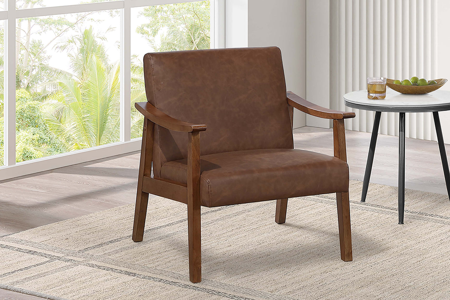 Brown Leather Accent Chair