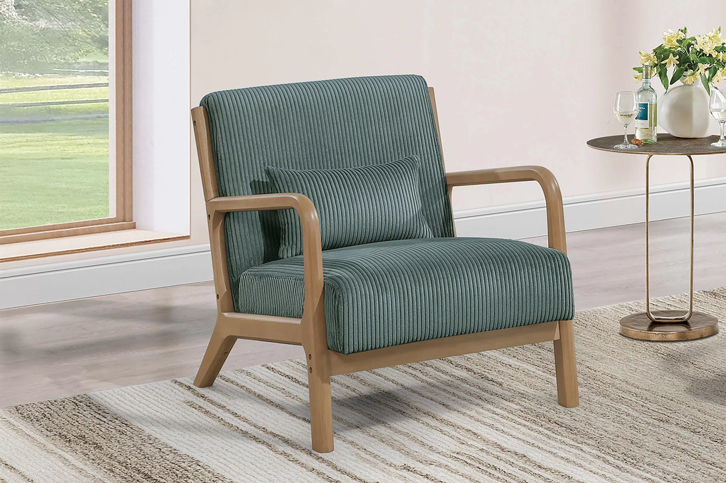 Sage Green Corduroy Accent Chair