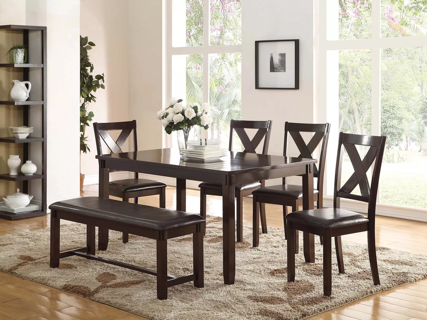 6-Piece Espresso Dining Set With Bench
