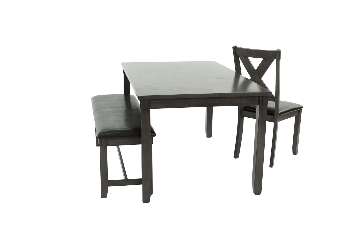 6-Piece Gray Wood Dining Set With Bench