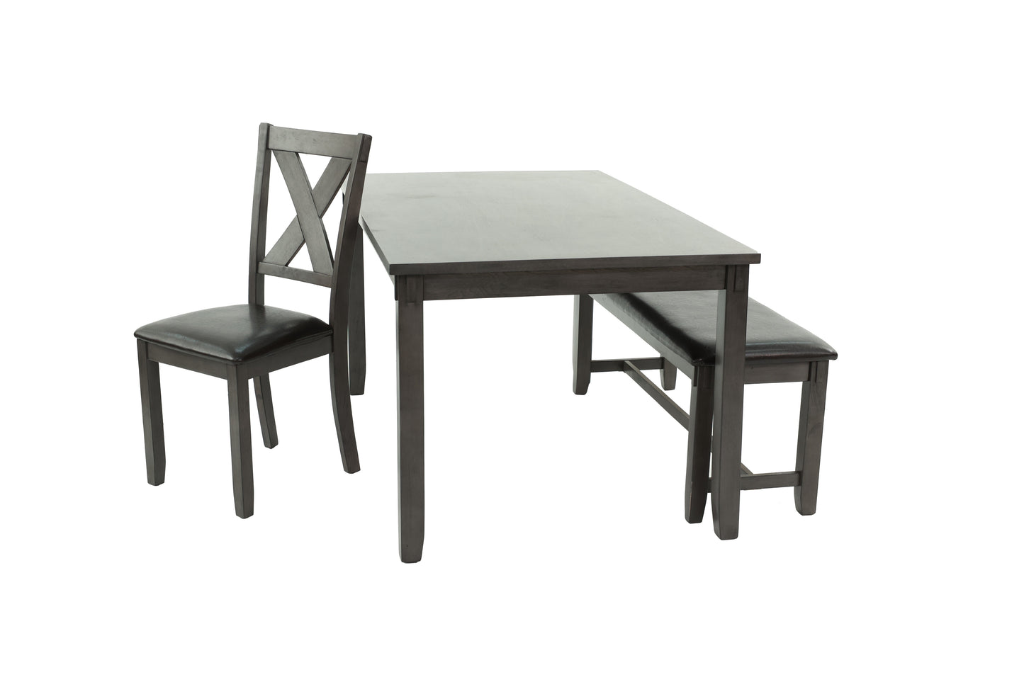 6-Piece Gray Wood Dining Set With Bench