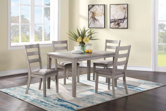 Gray 5-Piece Modern Dining Set – Ladder-Back Chairs & Upholstered Seating